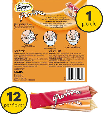 Creamy Puree Squeezable Lickable Wet Cat Treat Variety Pack, 0.42 Oz. Tubes, 24 Count