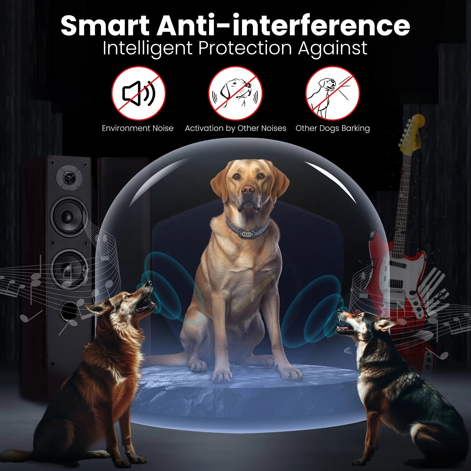 Dog Bark Shock Collar for Large Medium Small Dogs,Smart Bark Collar,Rechargeable anti Barking Training Collar with 7 Adjustable Sensitivity, with Beep Vibration