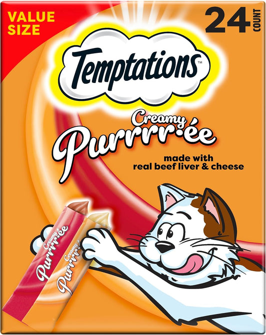 Creamy Puree Squeezable Lickable Wet Cat Treat Variety Pack, 0.42 Oz. Tubes, 24 Count